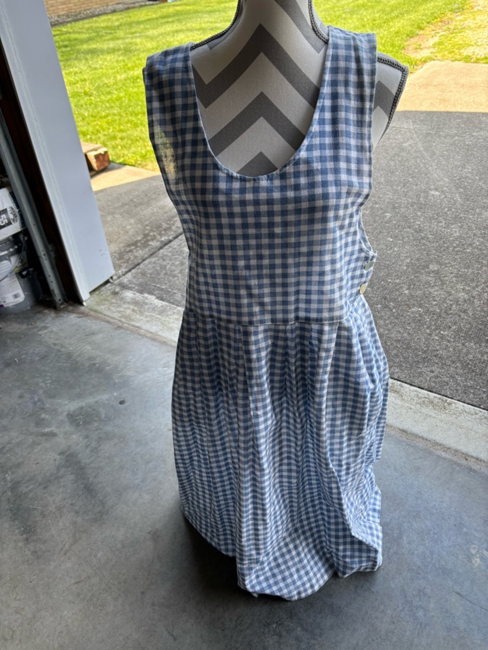 Vintage Bryn Connelly Blue & White Gingham Sleeveless Midi Dress(10)